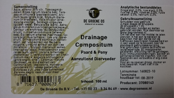 Groene Os Drainage etiket | Stalapotheek.nl